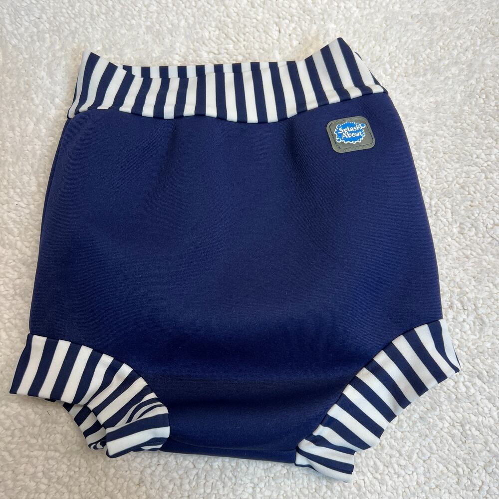 Splash About Reusable Swim Diaper Nappy Navy Blue W/ White Stripes Sz XXL